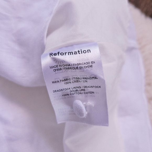 Reformation Simi Linen Minimilist Puff Sleeve Mini Dress - Picture 6 of 16